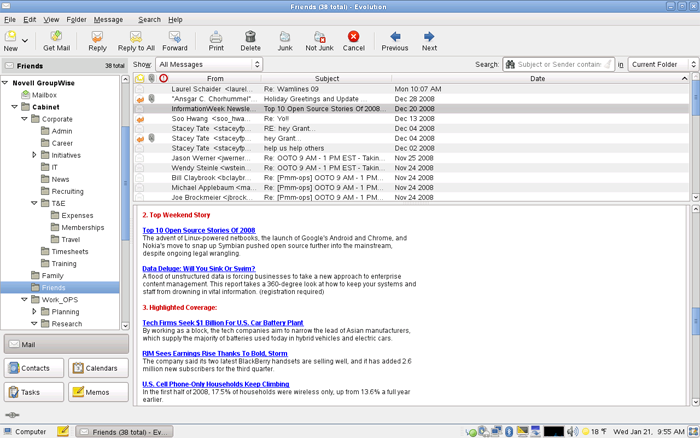 Novell Evolution email view
.