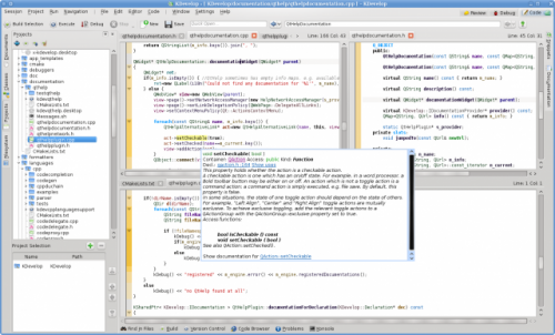 C++ semantic information tooltip.