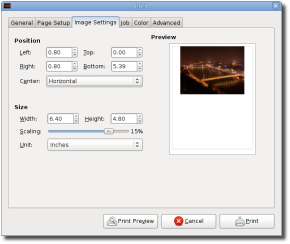 With the print dialog, you can set the size and position of your image for printing.