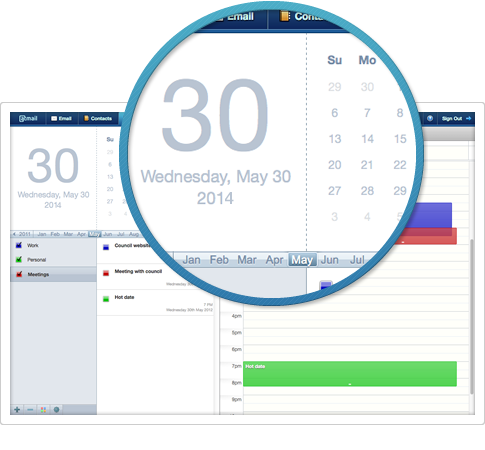 Atmail Online Calendar - create, edit and view events and meetings online through a web browser.